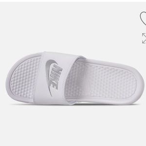 MENS NIKE BENASSI JDI SLIDE SANDALS white/ silver